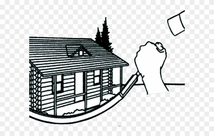 Cabin Clipart Black And White - Cartoon - Png Download