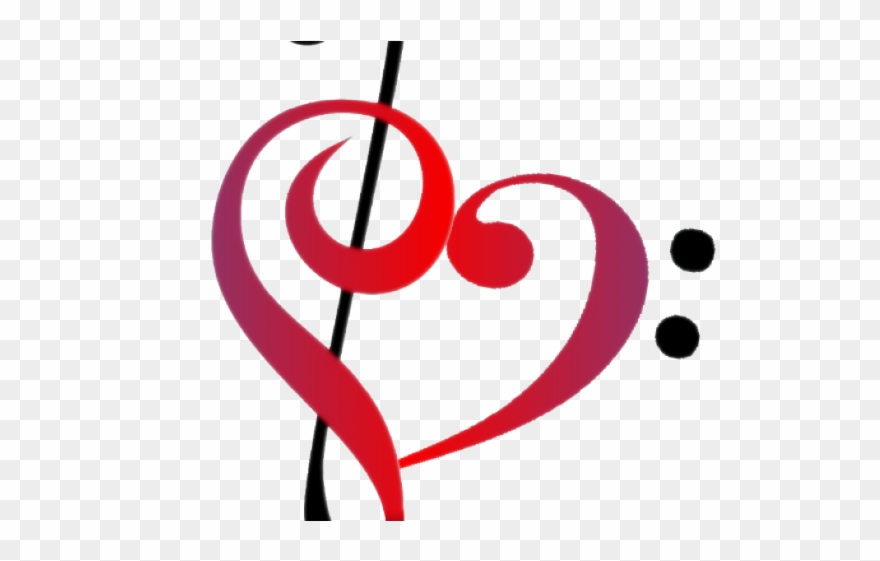 Love Clipart Music - Treble Clef Bass Clef Heart - Png Download