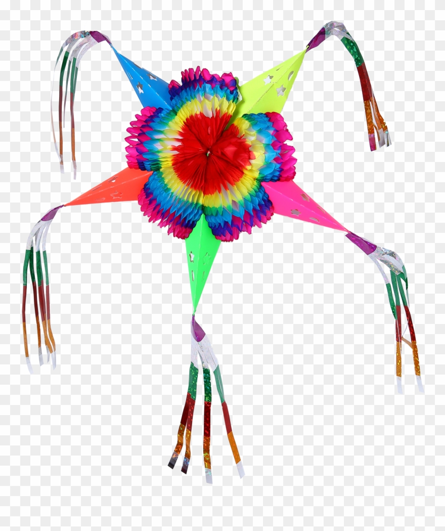 Colorful Star Mexican Piñata Foldable Cardboard Party - Illustration Clipart