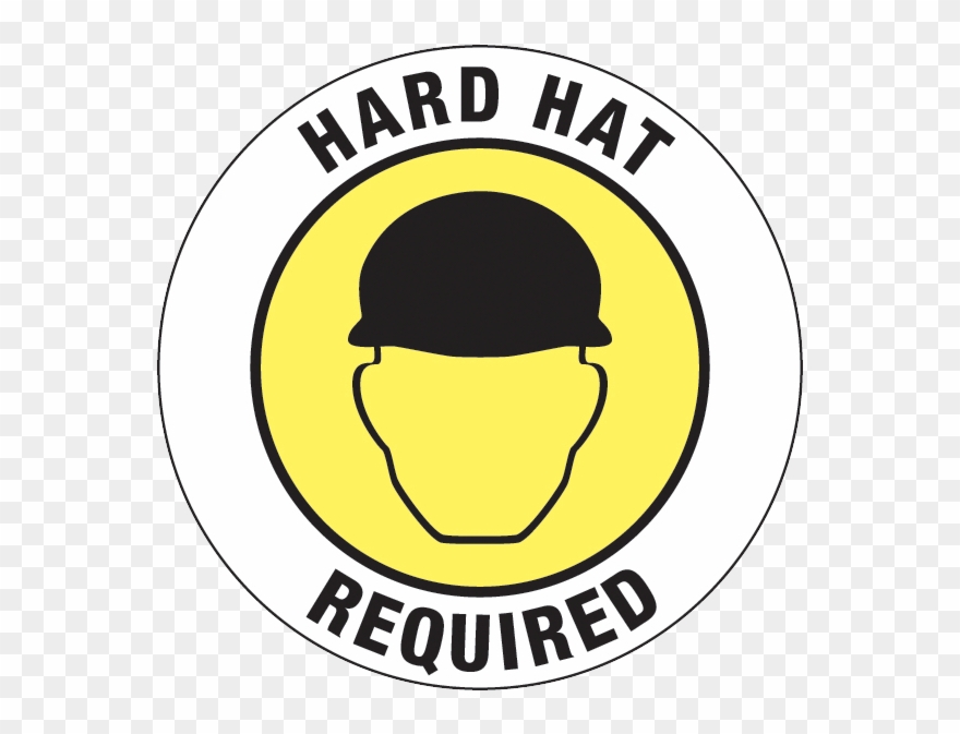 Hard Hat Required Floor Graphic - Circle Clipart