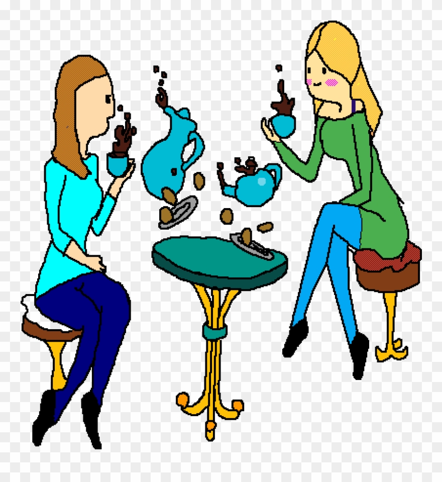 Tea With An Old Friend - Cartoon Clipart