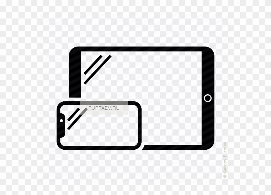 Vector Icon Of Horizontal Smartphone And Tablet Computer - Phone Ipad Computer Icon Clipart