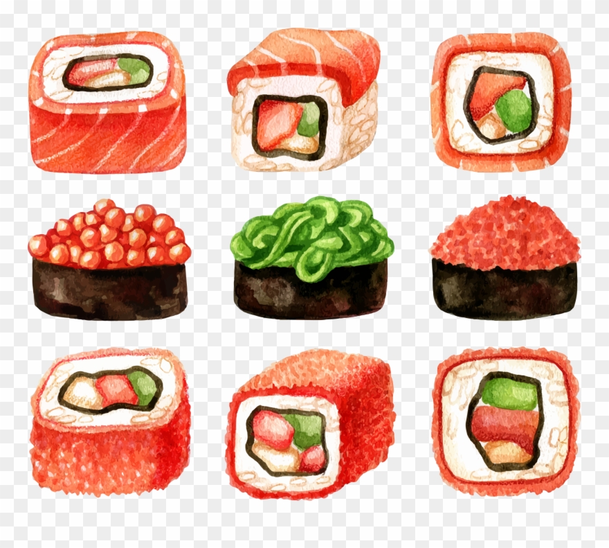 Sushi Japanese Cuisine Sashimi Illustration - รูป วาด ซูชิ การ์ตูน Clipart
