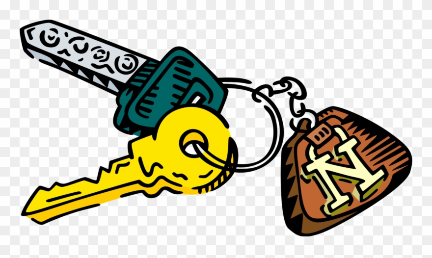 Vector Illustration Of Automobile Car Keys On Keychain - Schlüsselanhänger Clipart - Png Download