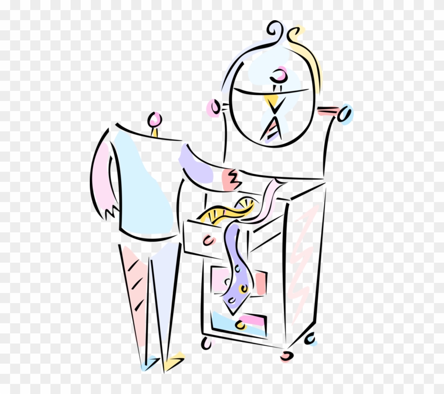 Vector Illustration Of Businessman Getting Dressed - Cartoon Clipart