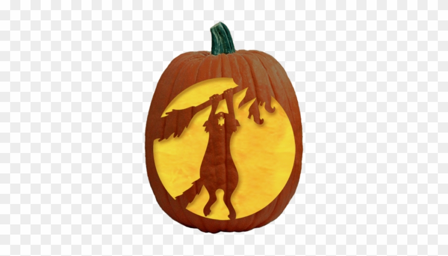 Hundreds Free Carving Patterns - Witch And Cat Pumpkin Carving Clipart