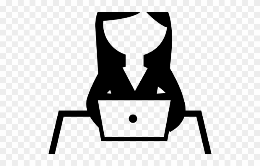 Pc Clipart Computer Study - Girl Computer Clipart Black And White - Png Download