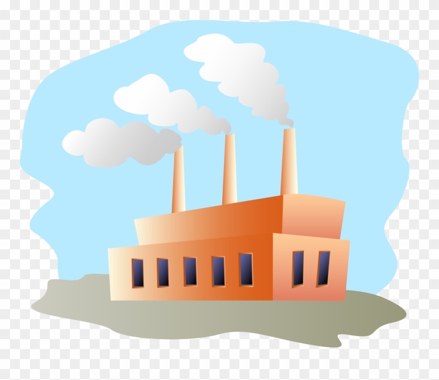 Clipart Of Necessary, Manufacturer And Industries - Buildings With Smoke Cartoon - Png Download