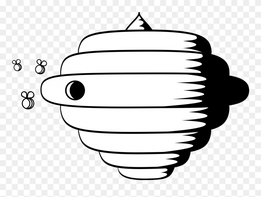 Hive Bee Bees - Sarang Lebah Clipart Black And White - Png Download