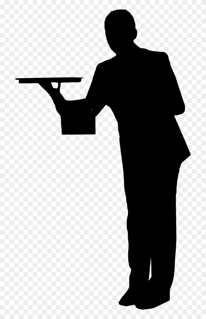 Silhuet, Butler, Tjeneren, Bakke, Gæstfrihed - Servant Butler Silhouette Clipart