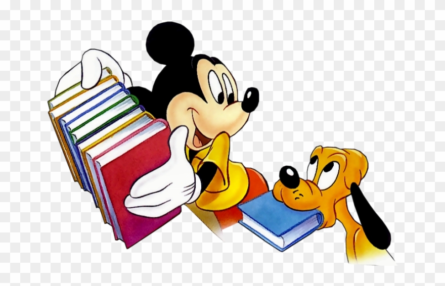 Mickey Mouse With Books Clip Art - Png Download
