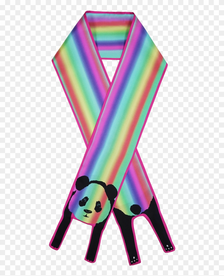 Mini Rainbow Stripes Panda Twilly Silk Scarf Clipart