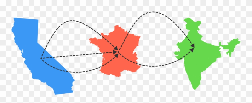 There Are 3 Flights From California To France, And Clipart