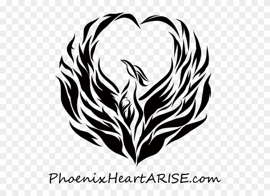 Logo Phoenix Heart In Heart 4×4 Image Transparent Background - Phoenix Bird Images Black And White Clipart