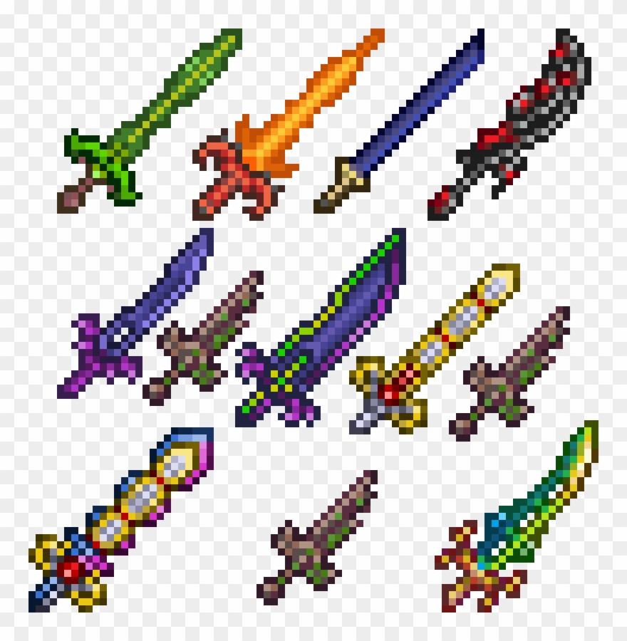 Terra Blade Crafting - Terra Blade Pixel Art Clipart
