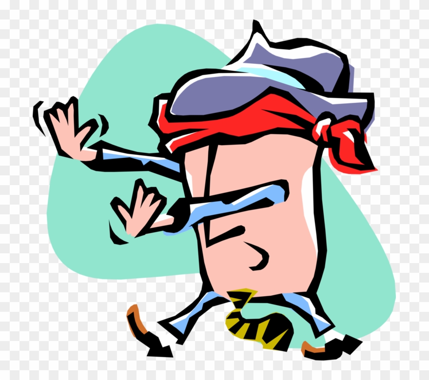 Vector Illustration Of Big-headed Businessman Blindfolded - Illustration Clipart