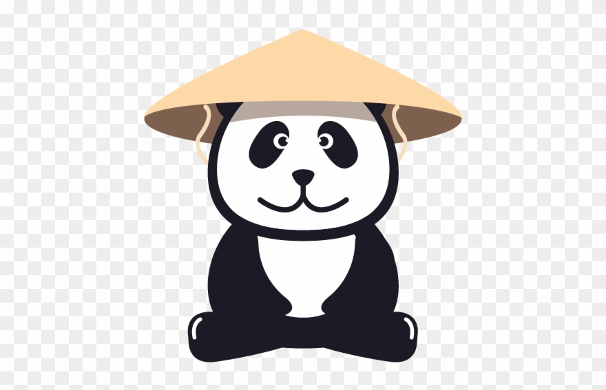 Panda Vietnamese - Panda Wearing Kasa Hat Clipart