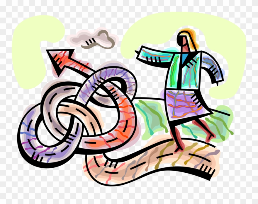 Vector Illustration Of Businesswoman Faces Path Of Clipart