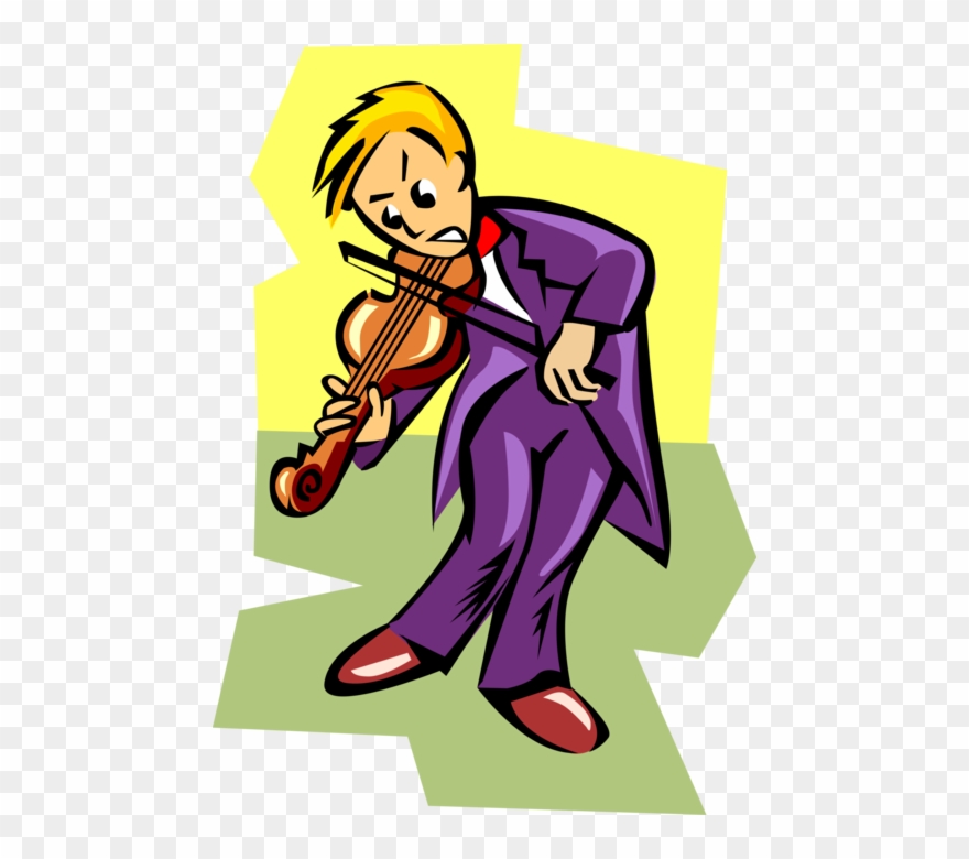 Vector Illustration Of Concert Violinist Musician Plays - Illustration Clipart