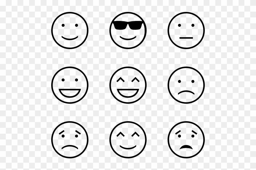Hawcons Emoji Stroke - Black And White Emoticons Png Clipart
