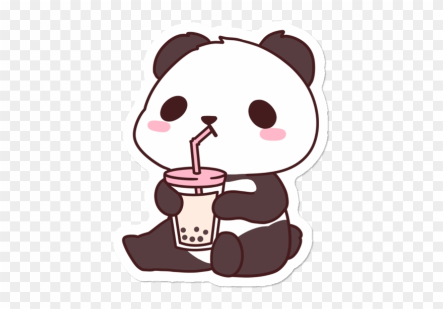 Panda Army Sip Sticker - Illustration Clipart
