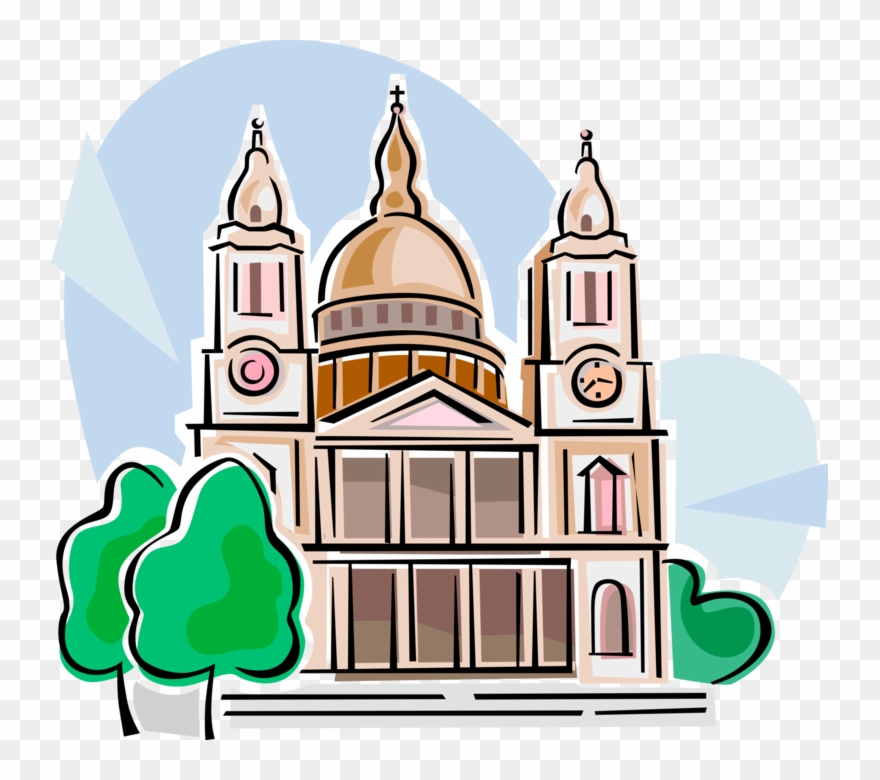 Vector Illustration Of St Paul's Cathedral Church, - St Paul's Cathedral Clipart - Png Download