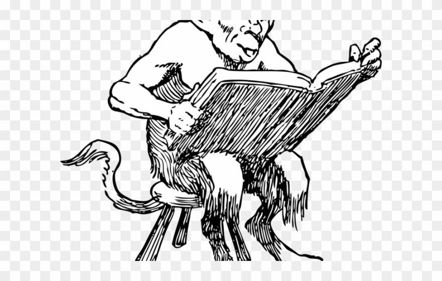 Desk Clipart Poetry - Devil Reading Book - Png Download
