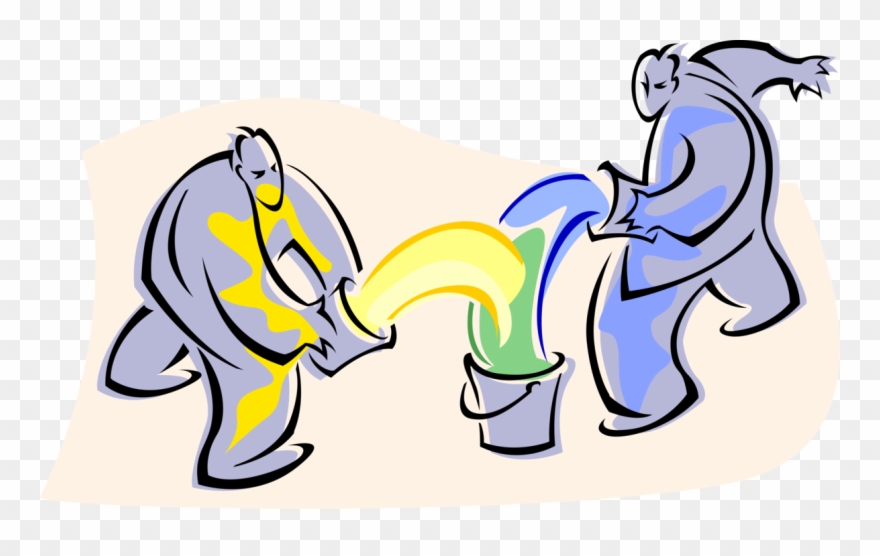 Vector Illustration Of Mixing Painting Colors In Paint - Cartoon Clipart