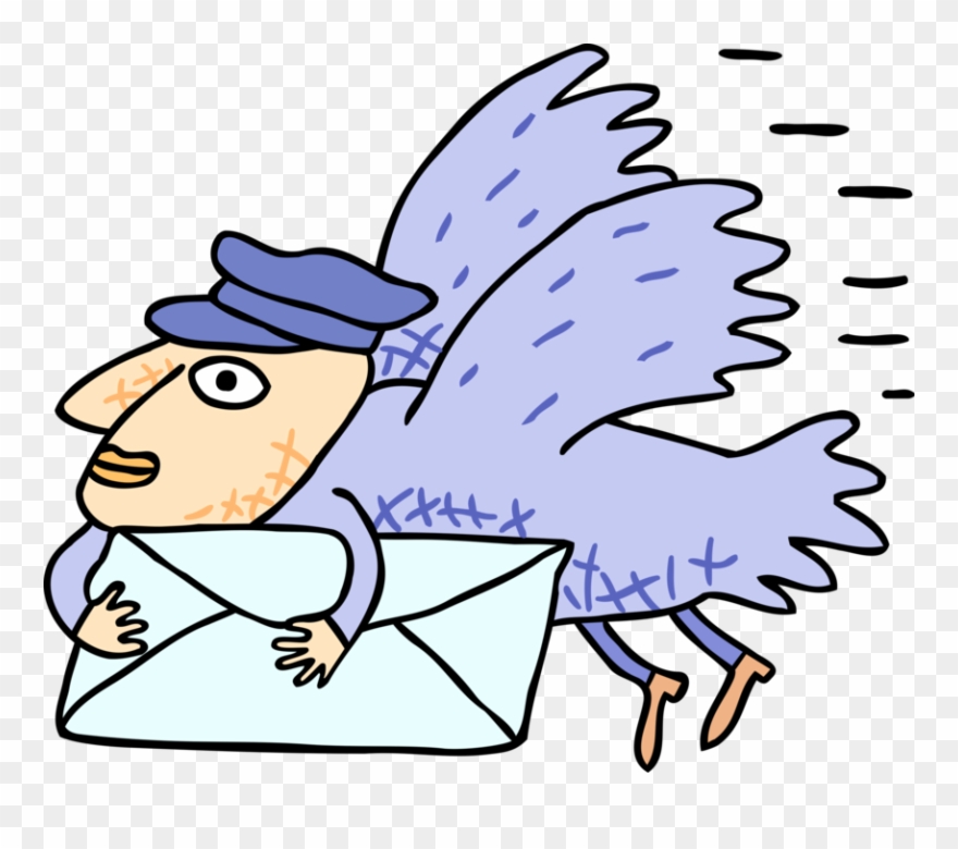 Vector Illustration Of Anthropomorphic Feathered Bird - Mail Carrier Clipart
