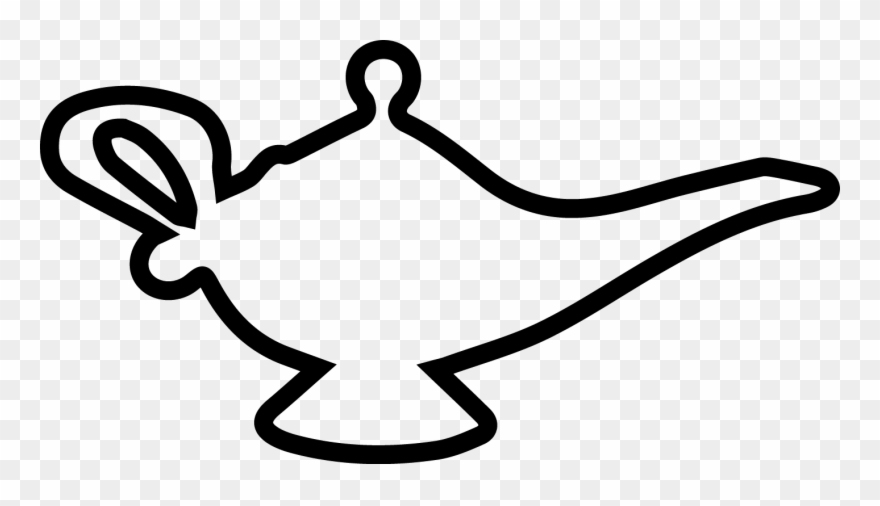 Genie Jinn Drawing Line Art Clip Art - Black And White Genie Lamp - Png Download