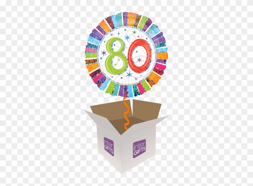 80th Rainbow Colours - 80th Birthday Balloon Clipart