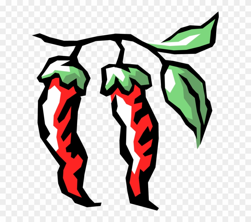 Vector Illustration Of Hot Red Peppers Clipart