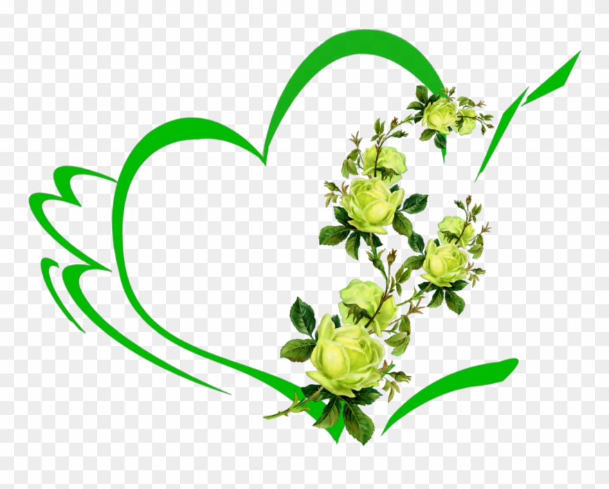 Mq Green Heart Hearts Flowers Flower Roses - Illustration Clipart