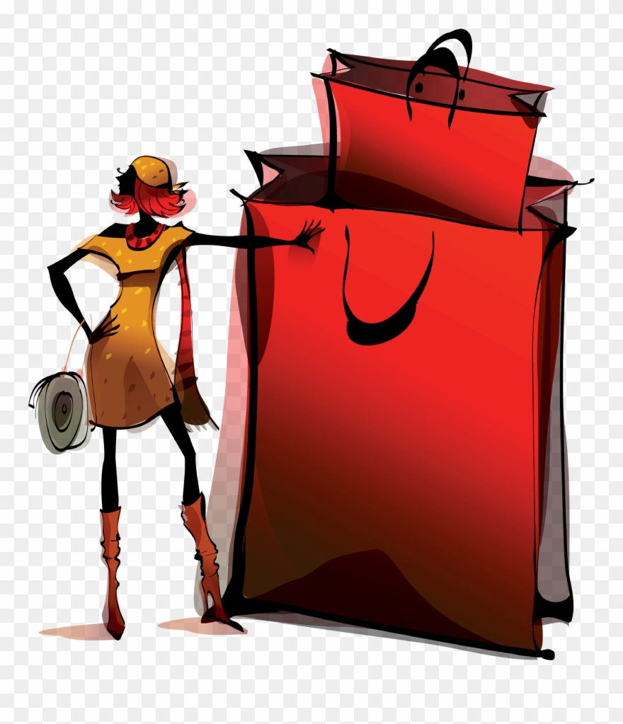 Cart Girl Hand Painted - Shopping Clipart