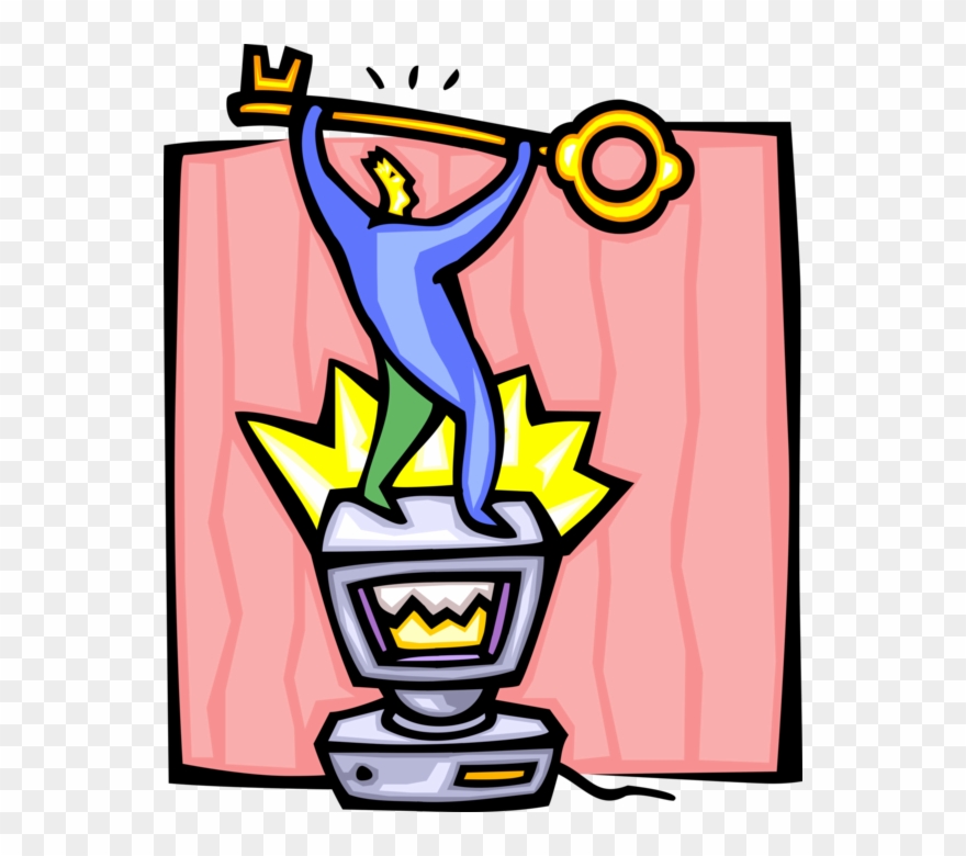 Vector Illustration Of Computer Technology As Key To - Knowledge Management Clipart