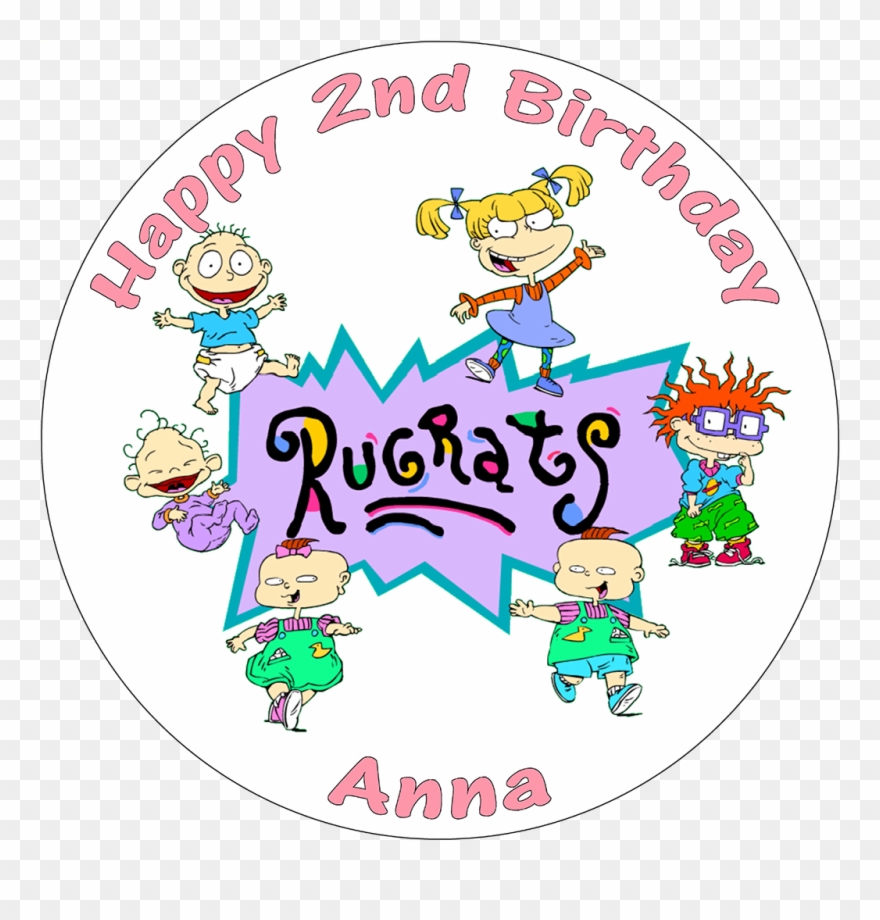 Rugrats Edible Personalised Round Birthday Cake Topper - Rugrats Characters Clipart