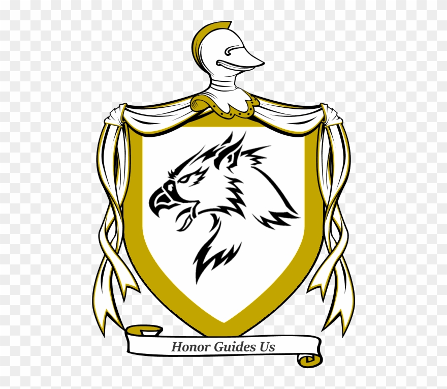 A White And Gold Shield Adorned With A Black Gryphon's - Tattoo Clipart