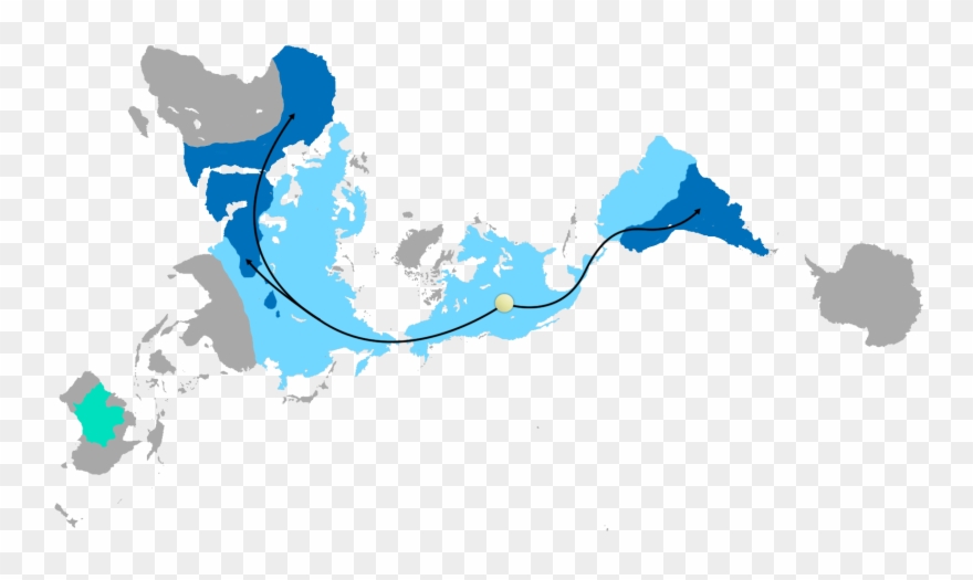 Global Camelid Distribution And Migration - Dymaxion Projection Clipart