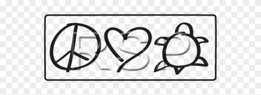 Decal Peace Love And Honu Plain - Line Art Clipart