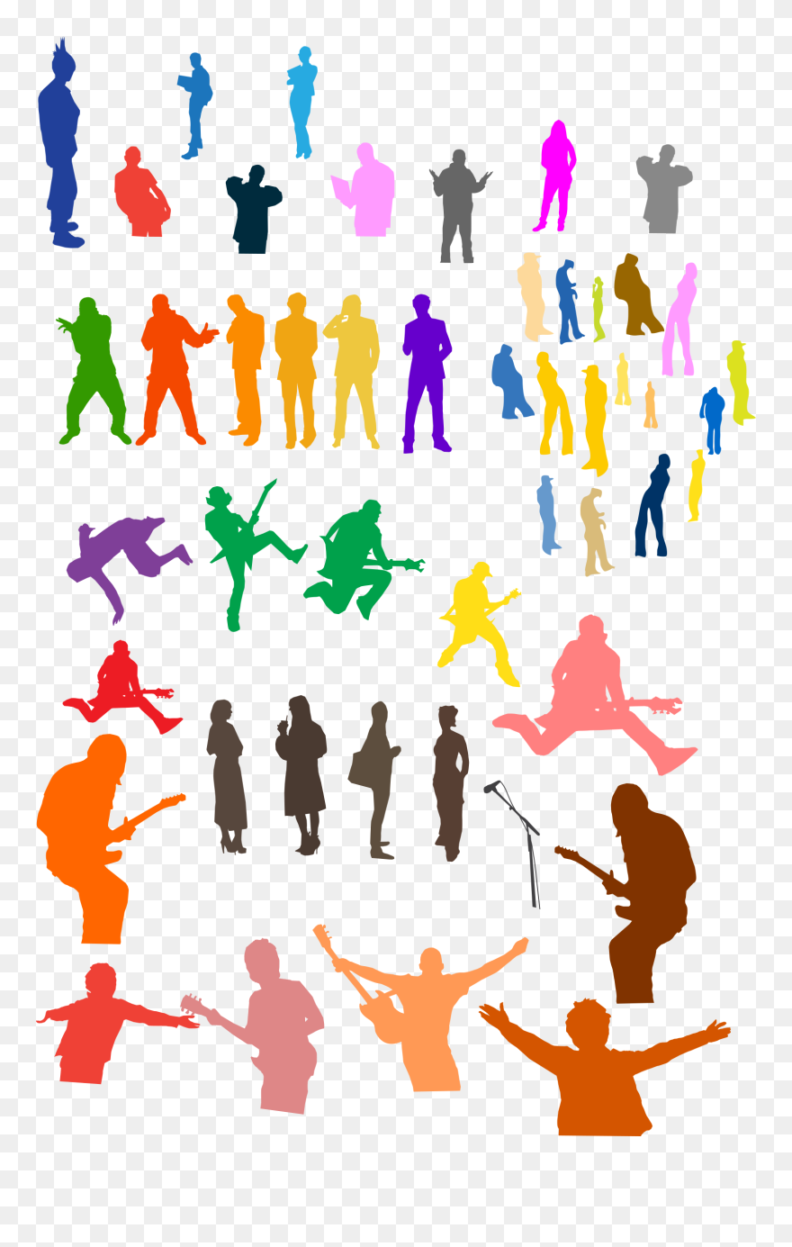Medium Image - People Silhouettes Clipart Colorful - Png Download