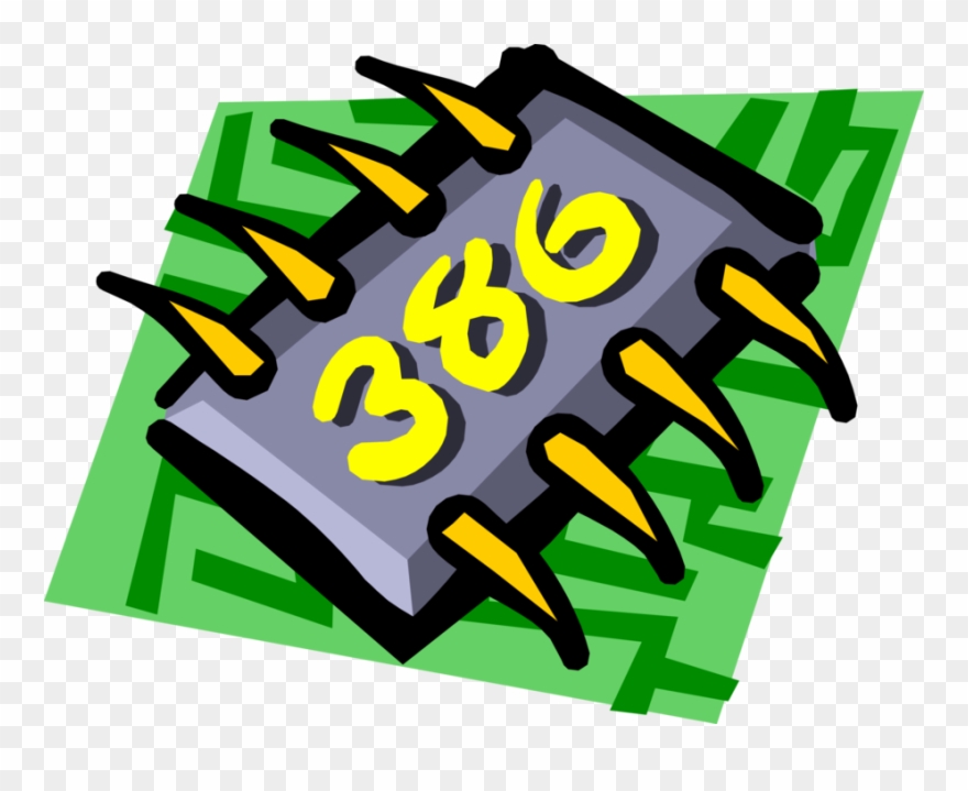 Vector Illustration Of Computer 386 Chip Integrated Clipart