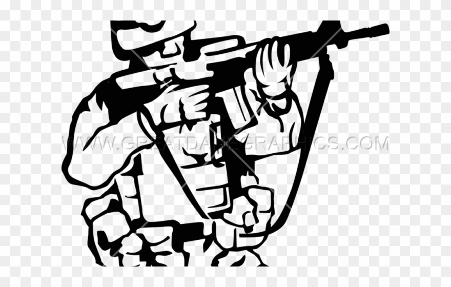 Soldiers Clipart India - American Soldier Black And White Drawing - Png Download