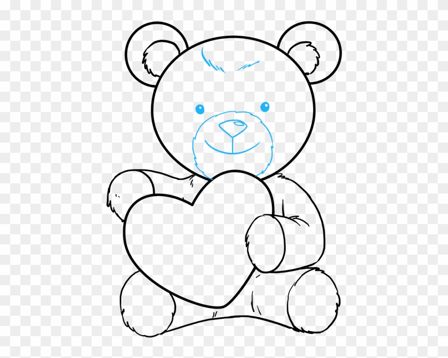 How To Draw Teddy Bear With Heart - Draw A Cartoon Teddy Bear Clipart