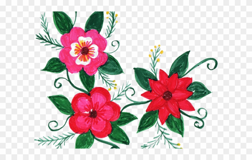 Floral Clipart Group - Flower In Corner Design Png Transparent Png
