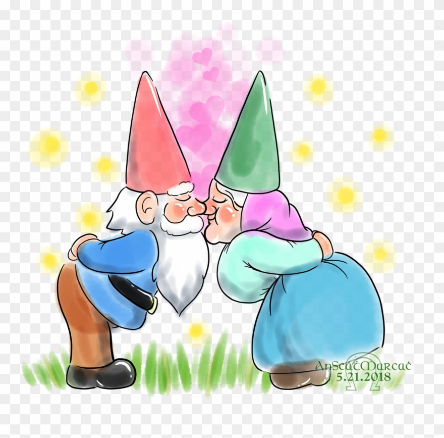 “kissing Gnomes T Shirt - Cartoon Clipart
