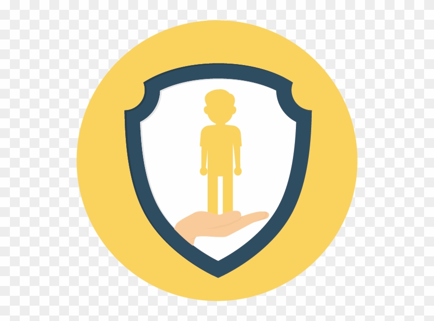 Image Of A Person Silhouette Set Within A Shield - Circle Clipart