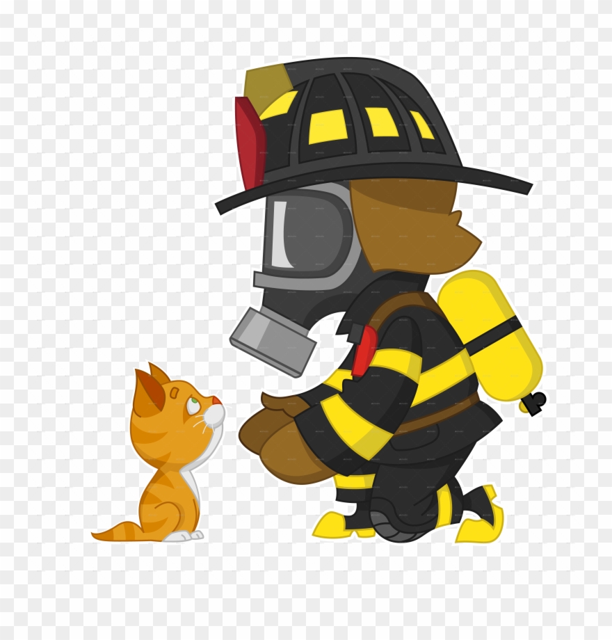 Clip Art Library Firefighter Rescues Kitten By Gatts - Firefighter - Png Download