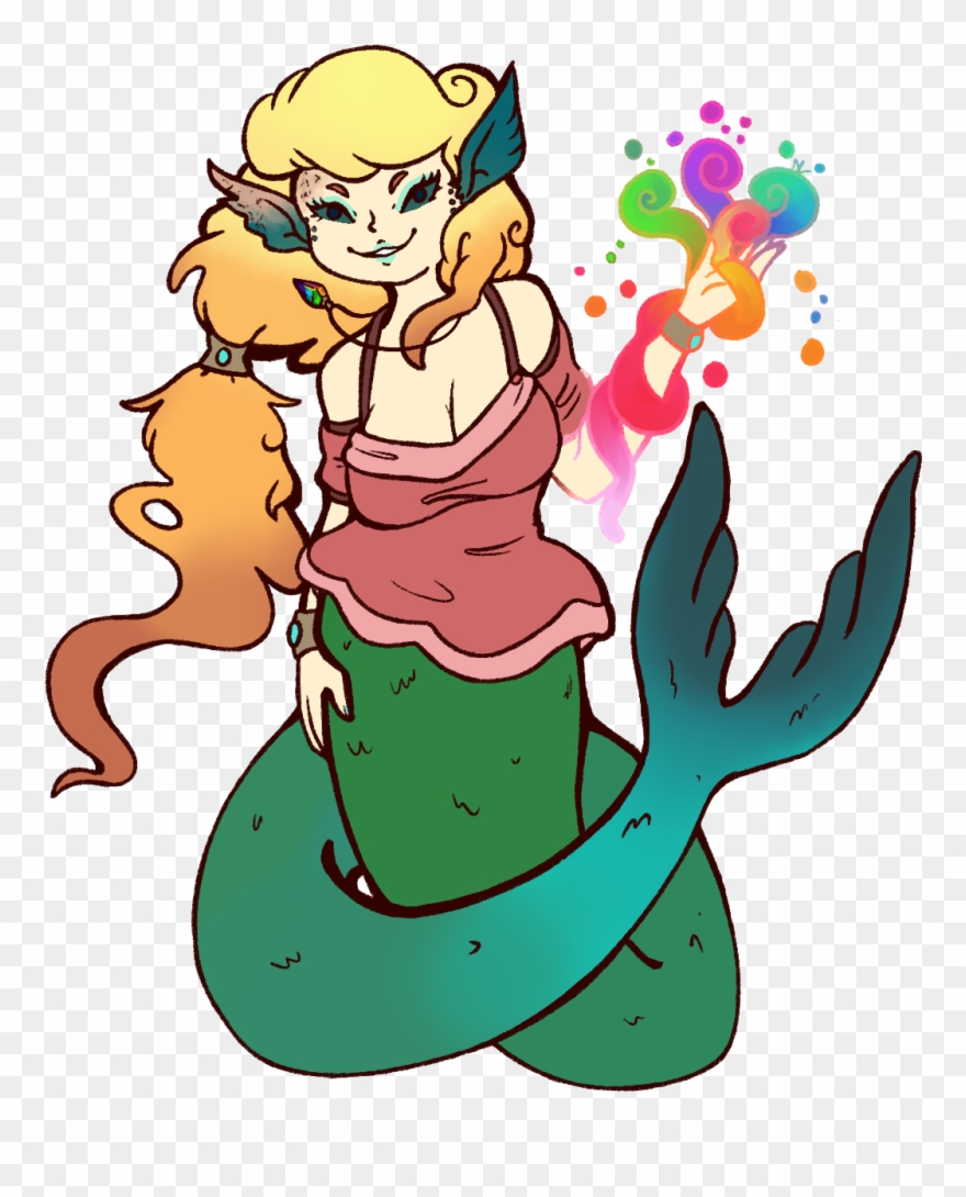 A Rainbow Mermaid Girl She Loves Rainbows And Is Afraid - Cartoon Clipart
