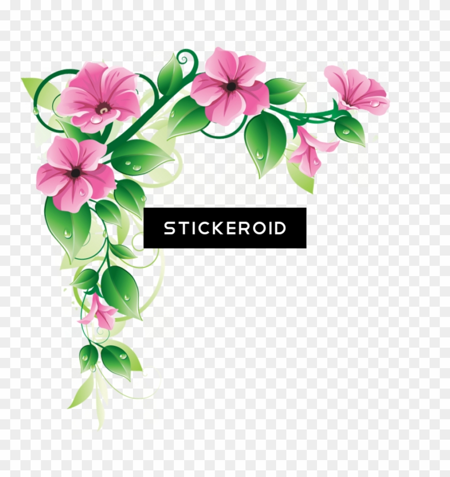 Flowers Borders High-quality - Flowers & Leaves Border Design Clipart