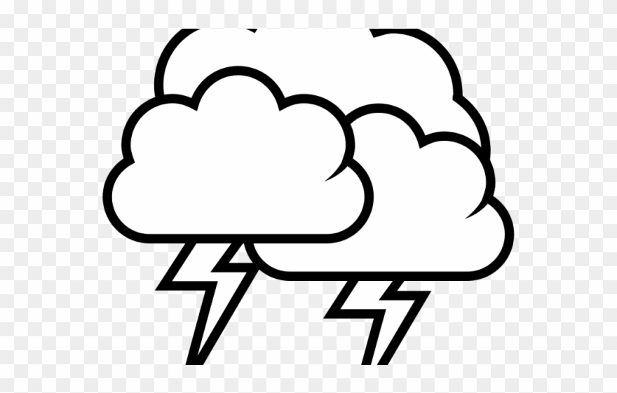 Lightning Clipart Stormy Sky - Thunder Storm Drawing Easy - Png Download